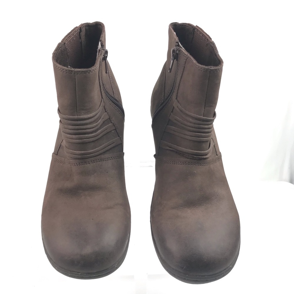 KEEN WOMENS BROWN LEATHER ZIPPER WEDGE BOOTS SZ 11